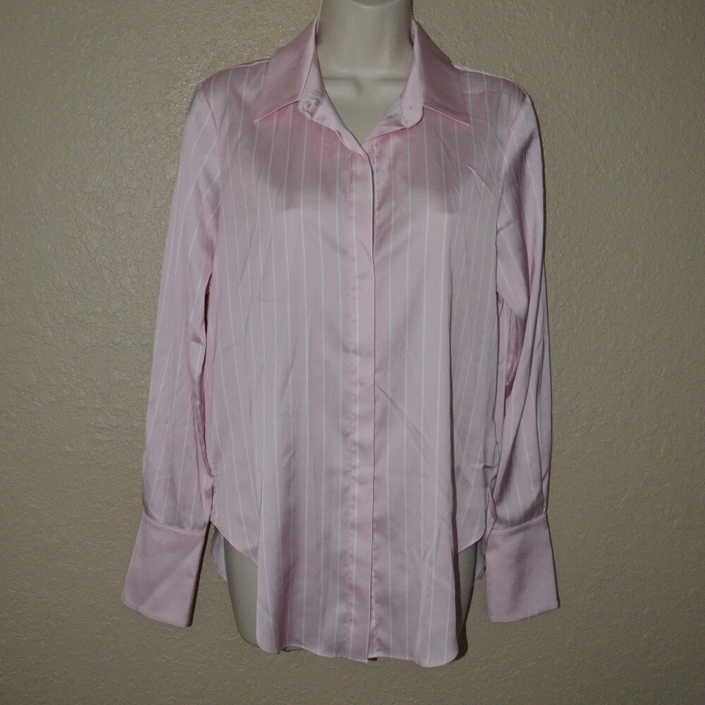 $275 Sz S Generation Love Pink White Jay Pinstripe Long Sleeve Blouse